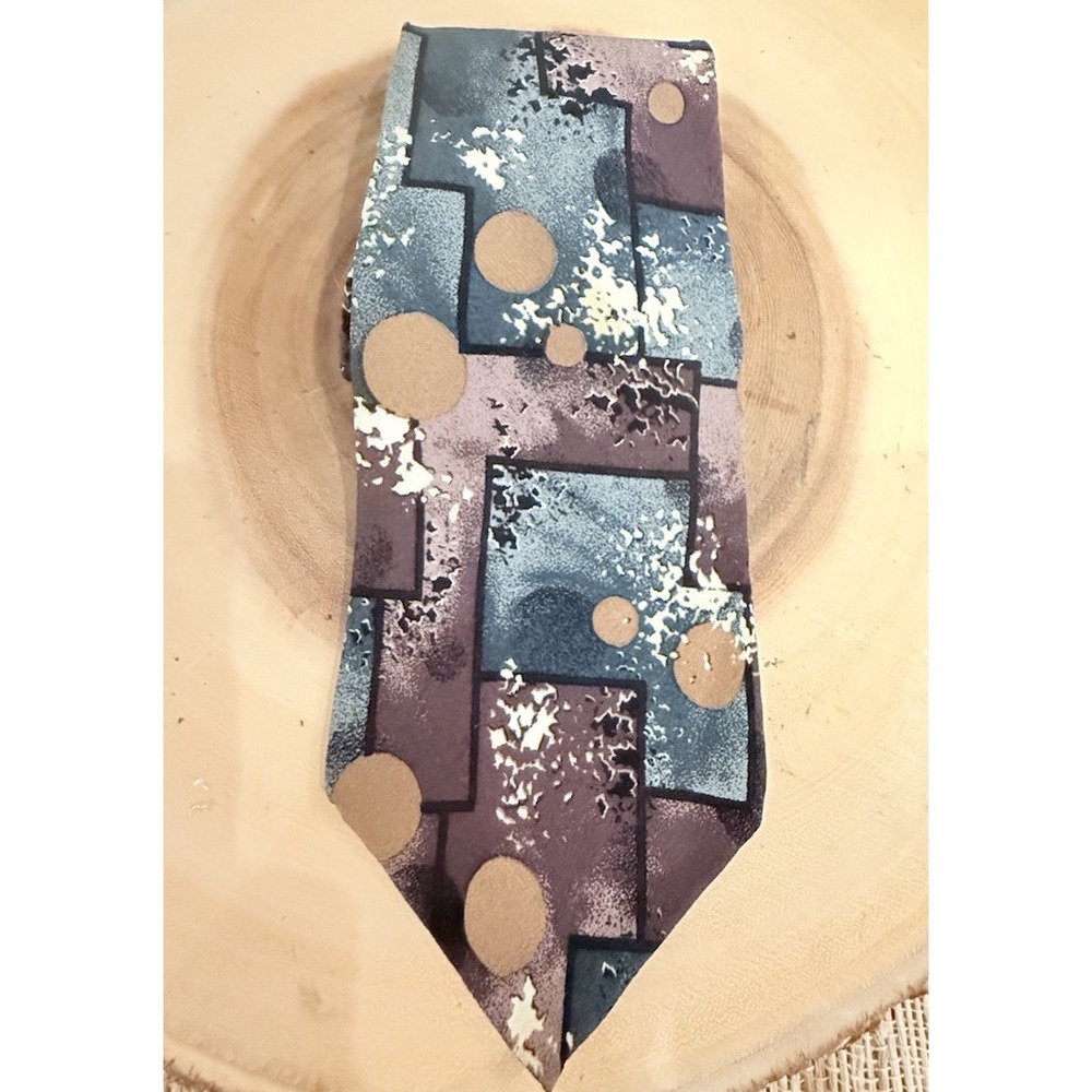 Christian Dior Monsieur Mens Silk Tie Abstract Geometric Red Gold‎